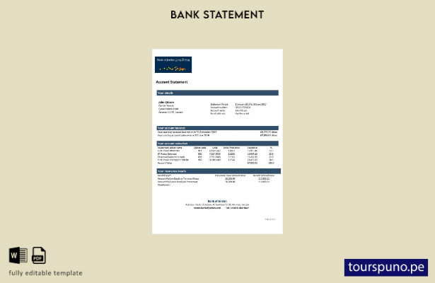 listo para imprimir plantilla de word   extracto bancario del Banco de Jordania